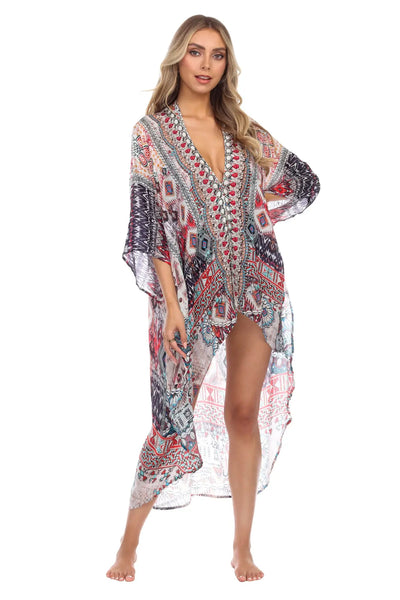 Boho Blissful Kimono Cover Up in Viscose Silk - La Moda Clothings