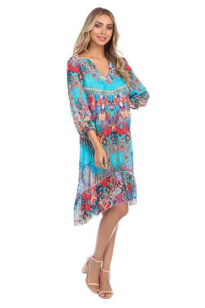 Ikat Blossom Tunics, Long tops, and Shirt dresses from La Moda - La Moda Clothings