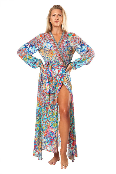 River Bed Women's Maxi Wrap Dresses - La Moda Clothing