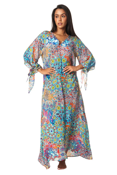 Day Dreamers Long Dress Boho Maxi Caftan | Bohemian Resort Wear - La Moda Clothing