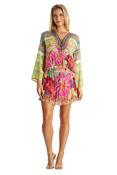 Drawstring Tunic Resort Dress - La Moda Clothing