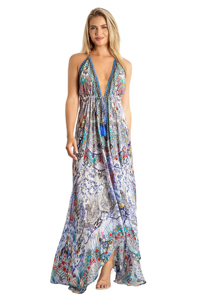 Halter Maxi Resort Dresses for Women - La Moda Clothing