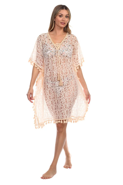 Lace Crochet Kaftan Cover Up  Wholesale - La Moda Clothings