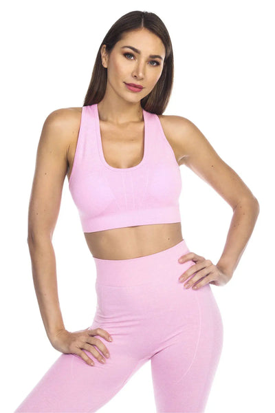 Club Moda Textured Scoop Neck Seamless Sports Bra - La Moda Clothings