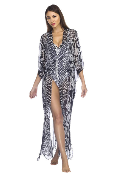 Front Open Maxi Kaftan - Side Drape Maxi Kaftan - La Moda Clothings