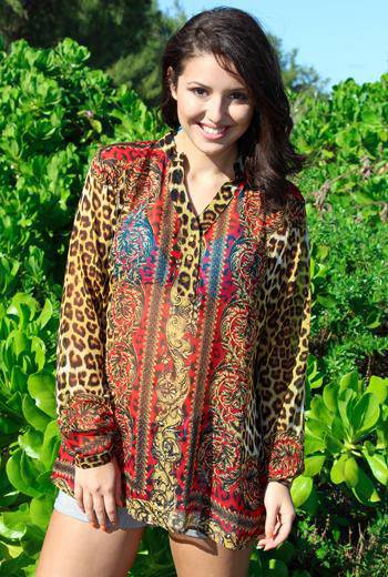 Animal Print Tunic Cover Up Wholesale | Cover Ups by La Moda - La Moda Clothings