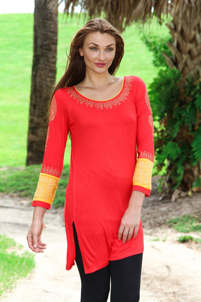 Block Printed knitted Tunic Wholesale | Resort Wear Wholesale - La Moda Clothings