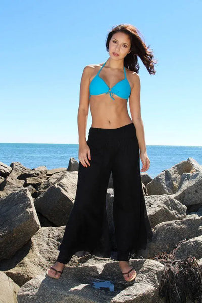 Palazzo Pants Wholesale with Smocked Belt | La Moda Beachwear - La Moda Clothings