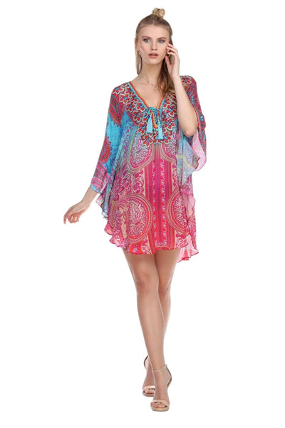 Designer Kaftan Animal Print Silk Dress - La Moda Clothings