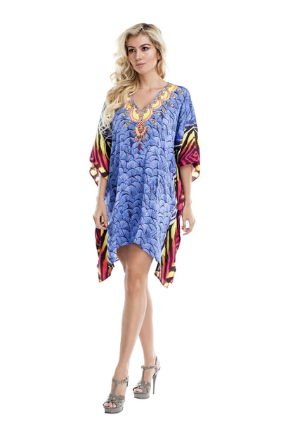 Multi Color Sheer Kaftan / Cover Up - La Moda Clothings