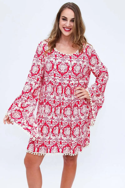 Multi Colored Full Sleeved Beach Cover Up Dress - La Moda Clothings