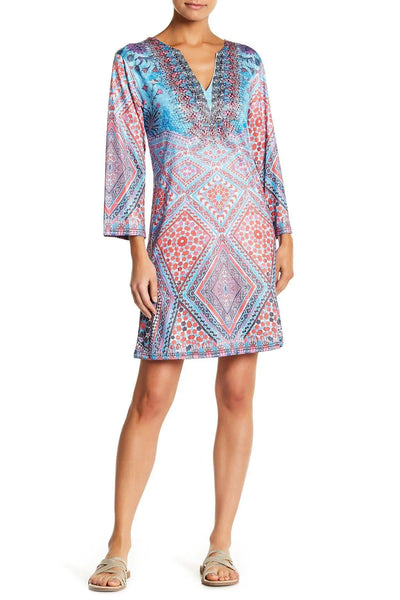 Multi Colored Full Sleeved Beach Cover Up Dress - La Moda Clothings